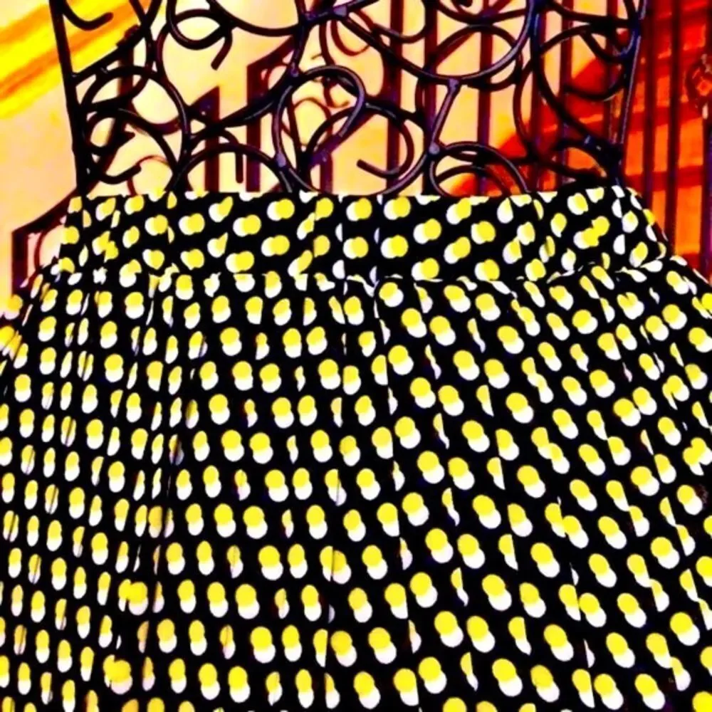 MICHAEL KORS YELLOW & BLACK POLKA DOT PLEATED MINI MAXI SKIRT W/FRONT SLIT NWT